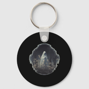 Gothic Ghost In The Forest Vintage Floral Ghost Ha Key Ring