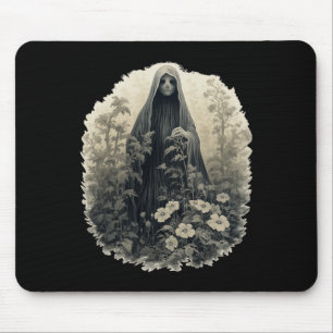 Gothic Ghost In The Forest Vintage Floral Ghost Ha Mouse Mat