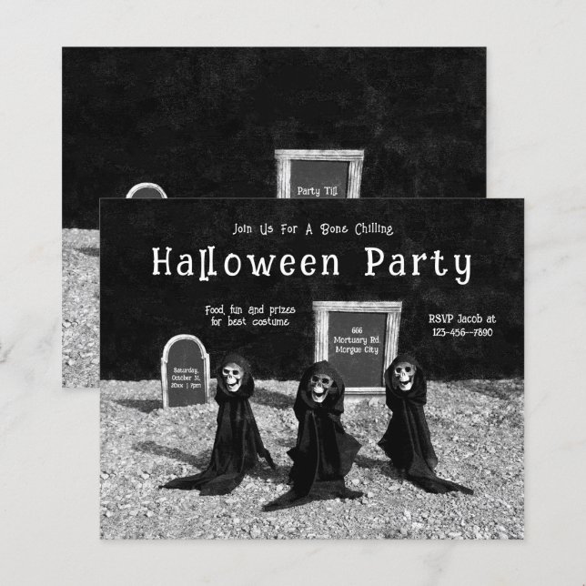Gothic Ghouls In Cemetery Halloween Party Budget (Front/Back)