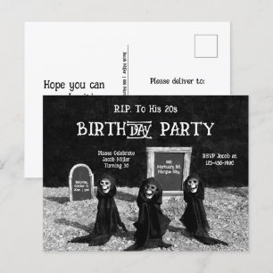 Gothic Ghouls In Cemetery RIP To His 20s Birthday Invitation Postcard