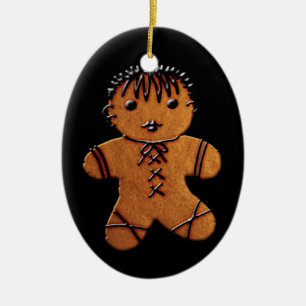 Gothic Gingerbread Cookie Ceramic Tree Decoration