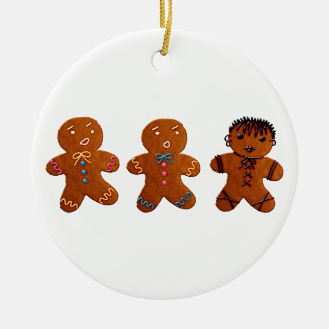 Gothic Gingerbread Man Ceramic Tree Decoration (Front)