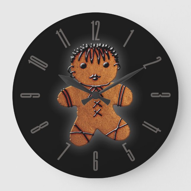 Gothic Gingerbread Man Large Clock (Front)