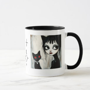 Gothic Girl and Black Cat Combo Mug
