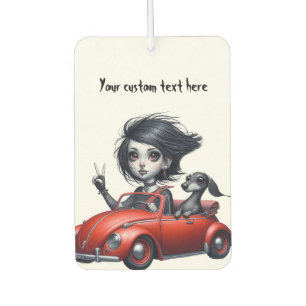 Gothic Girl and Dachshund Car Air Freshener