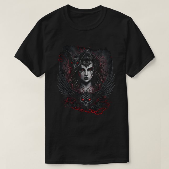 Gothic girl and evil demon design T-Shirt (Design Front)