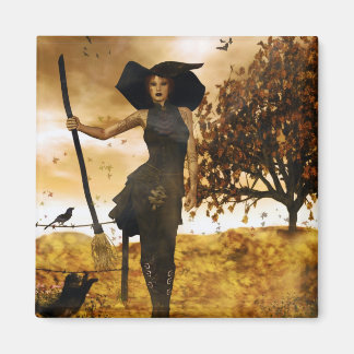 Gothic Girl Autumn Witch Magnet