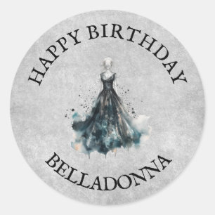 Gothic Girl Birthday Classic Round Sticker