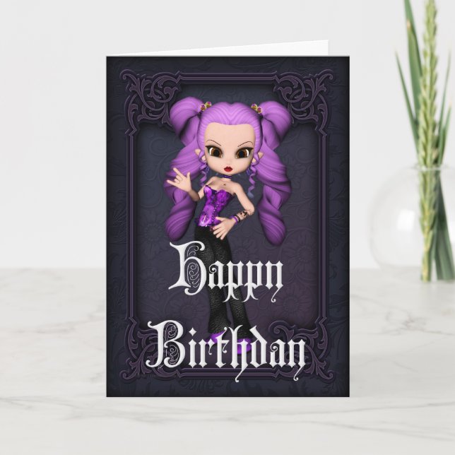Gothic Girl Design 1 Happy Birthday Card (Front)