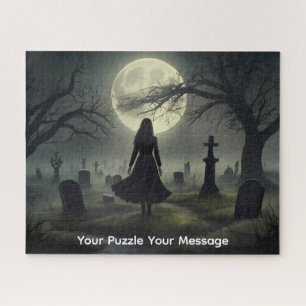 Gothic girl graveyard artwork jigsaw puzzle