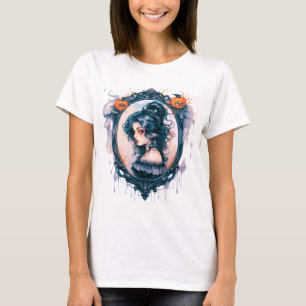 Gothic Girl in Victorian Mirror Halloween T-Shirt