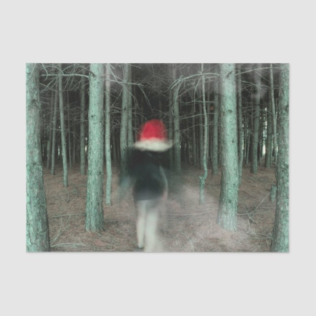 Gothic Girl Modern Black Red Forest Tissue Paper (Front)