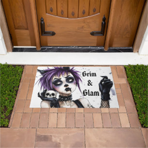 Gothic Girl Portrait - Grim & Glam Doormat