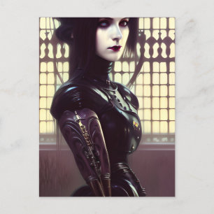Gothic Girl Steampunk Different Coloured Eyes Postcard