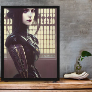 Gothic Girl Steampunk Different Coloured Eyes Poster