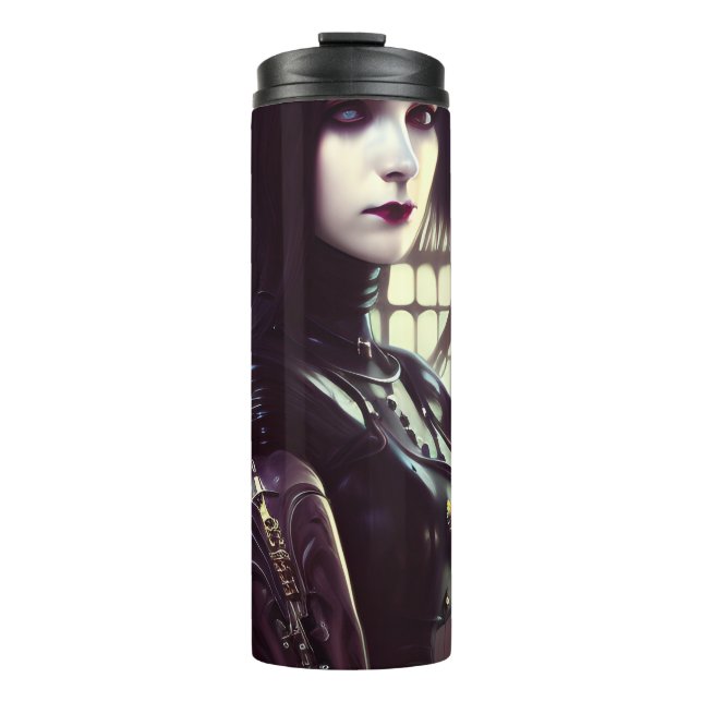 Gothic Girl Steampunk Different Coloured Eyes Thermal Tumbler (Front)