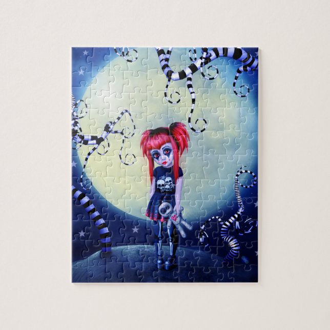 Gothic girl voodoo doll and creepy vines jigsaw puzzle (Vertical)