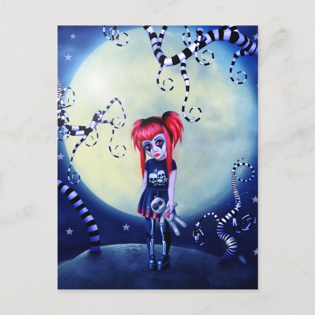 Gothic girl voodoo doll and creepy vines postcard (Front)