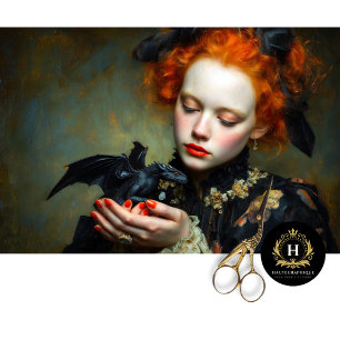 Gothic Girl with Baby Black Dragon Decoupage Art Tissue Paper