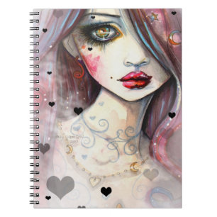 Gothic Girl With Hearts Art Notebook