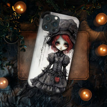 Gothic Girl with Red Hair and Bonnet