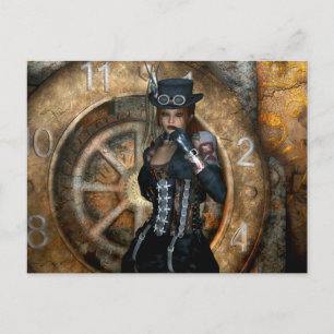 Gothic Girls Time To Spare Steampunk Postcard
