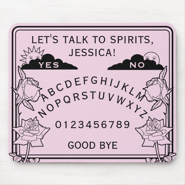 Gothic Girly Pastel Pink Spirit Board Floral  Mouse Mat (Front)