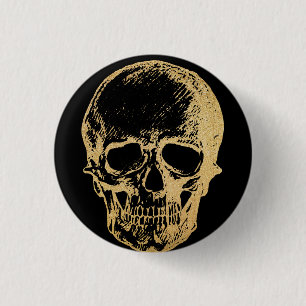 Gothic Glam Button Gold Skull
