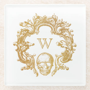 Gothic Glam Glass Coasters White