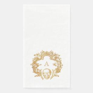 Gothic Glam Guest Towel Gold Skull Monogram Napkin