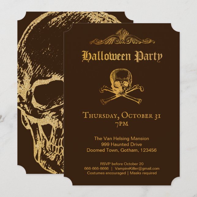 Gothic Glam | Invitations | Brown (Front/Back)