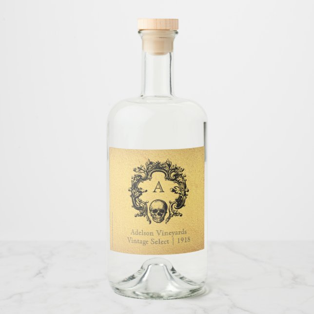 Gothic Glam | Liquor Bottle Label | Gold (Front)