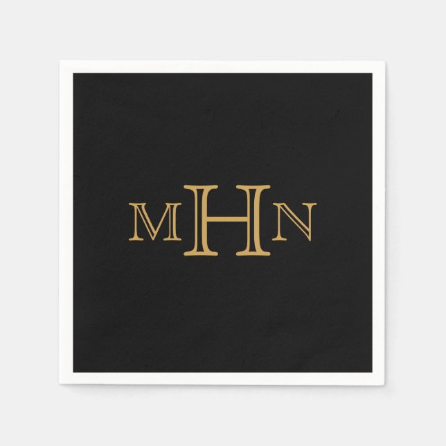 Gothic Glam | Paper Napkins | Gold Monogram (Front)