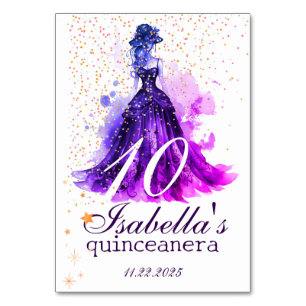 Gothic Glam Quince purple  dress glitter Table Number