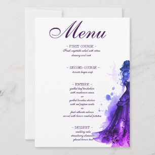 Gothic Glam Quince purple menu Quinceañera