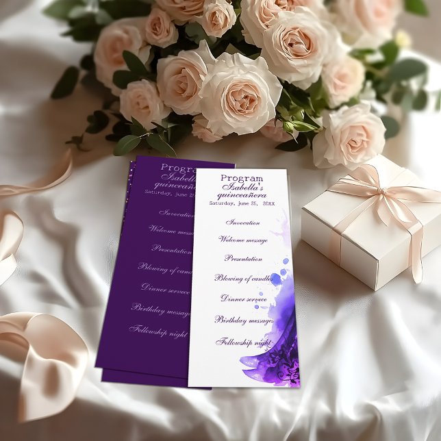 Gothic Glam Quince purple program Quinceañera Programme (Creator Uploaded)