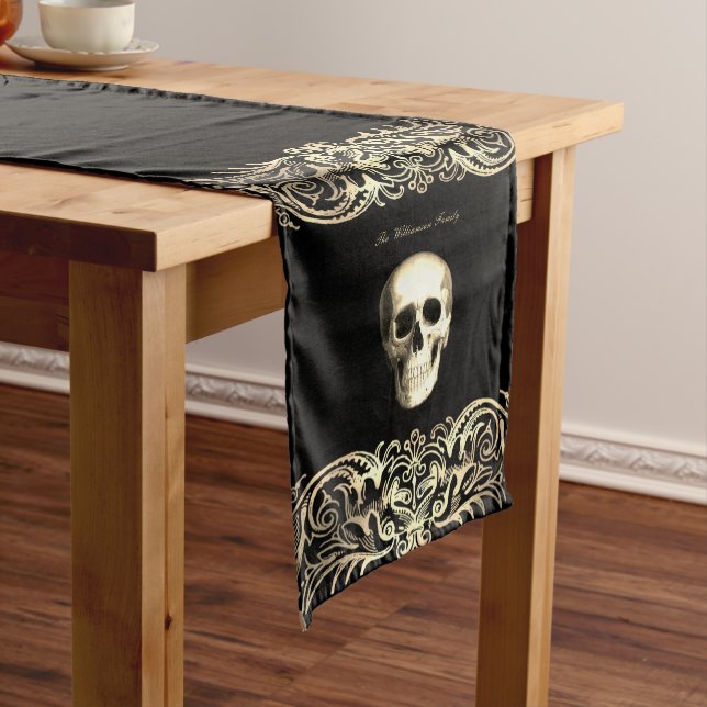 Gothic Glam Skull Personalised Medium Table Runner (In Situ)