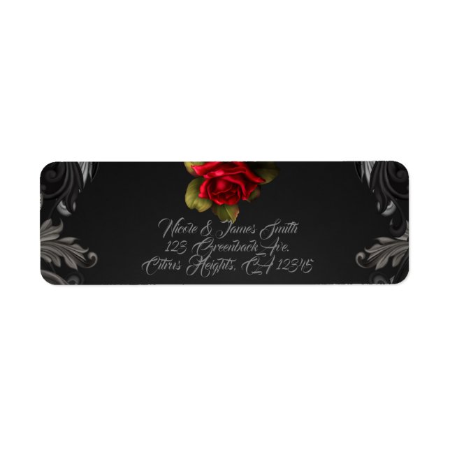 Gothic Glamour Red Rose Black Ornamental Glam (Front)