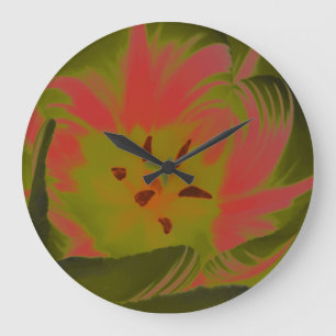 Gothic Gloomy Red Tulip Wall Clock