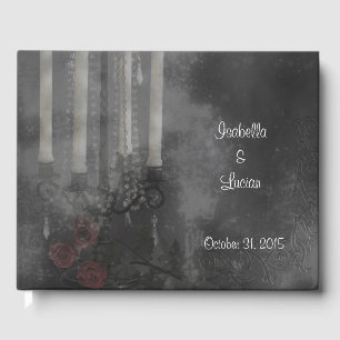 Gothic Glow Candle Light Roses Wedding Guest Book