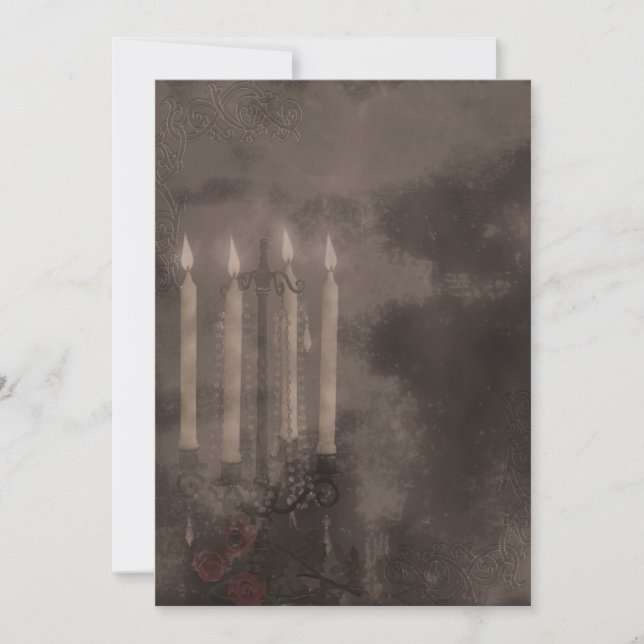 Gothic Glow Candle Light Roses Wedding Invitation (Front)