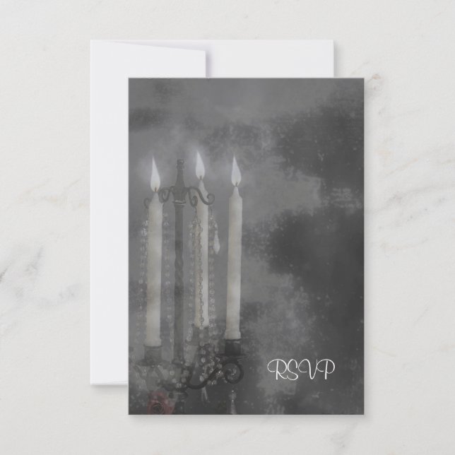 Gothic Glow Candle Light Roses Wedding set RSVP Card (Front)