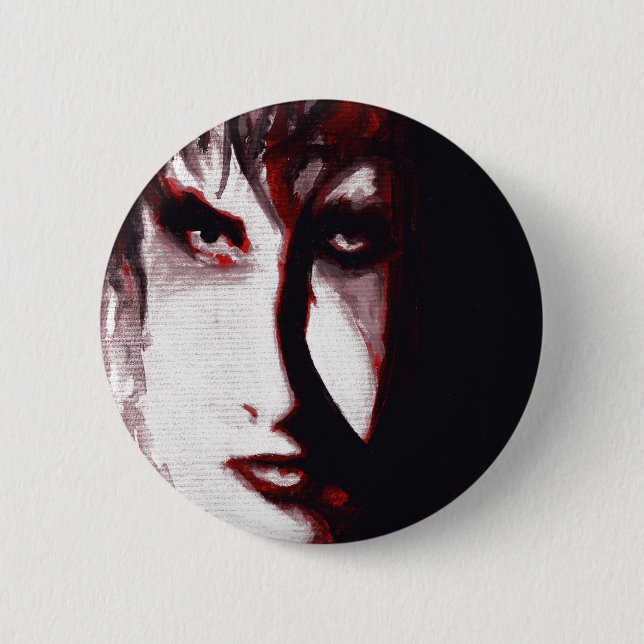 Gothic God Post Punk Goth Music Man Portrait Art 6 Cm Round Badge (Front)