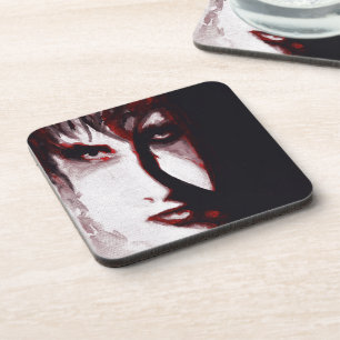 Gothic God Post Punk Goth Music Man Portrait Art Coaster