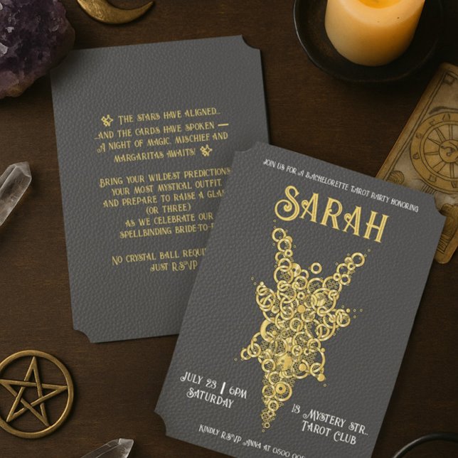 Gothic Gold Bachelorette Tarot Party Invitation  (Creator Uploaded)