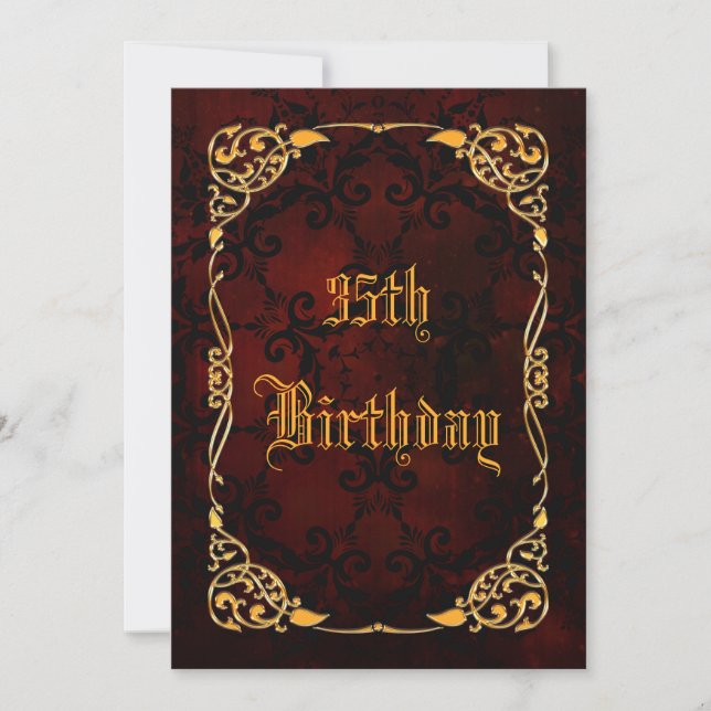 Gothic Gold Framed 35th Birthday Invitation (Front)