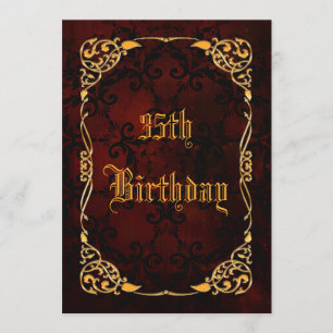 Gothic Gold Framed 35th Birthday Invitation
