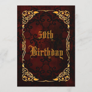 Gothic Gold Framed 50th Birthday Invitation