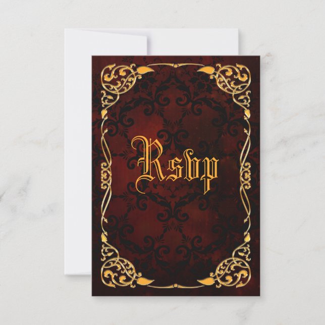 Gothic Gold Framed Birthday RSVP Card (Front)