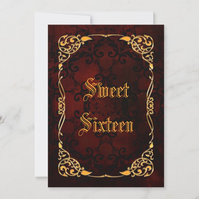 Gothic Gold Framed Sweet 16 Invitation (Front)